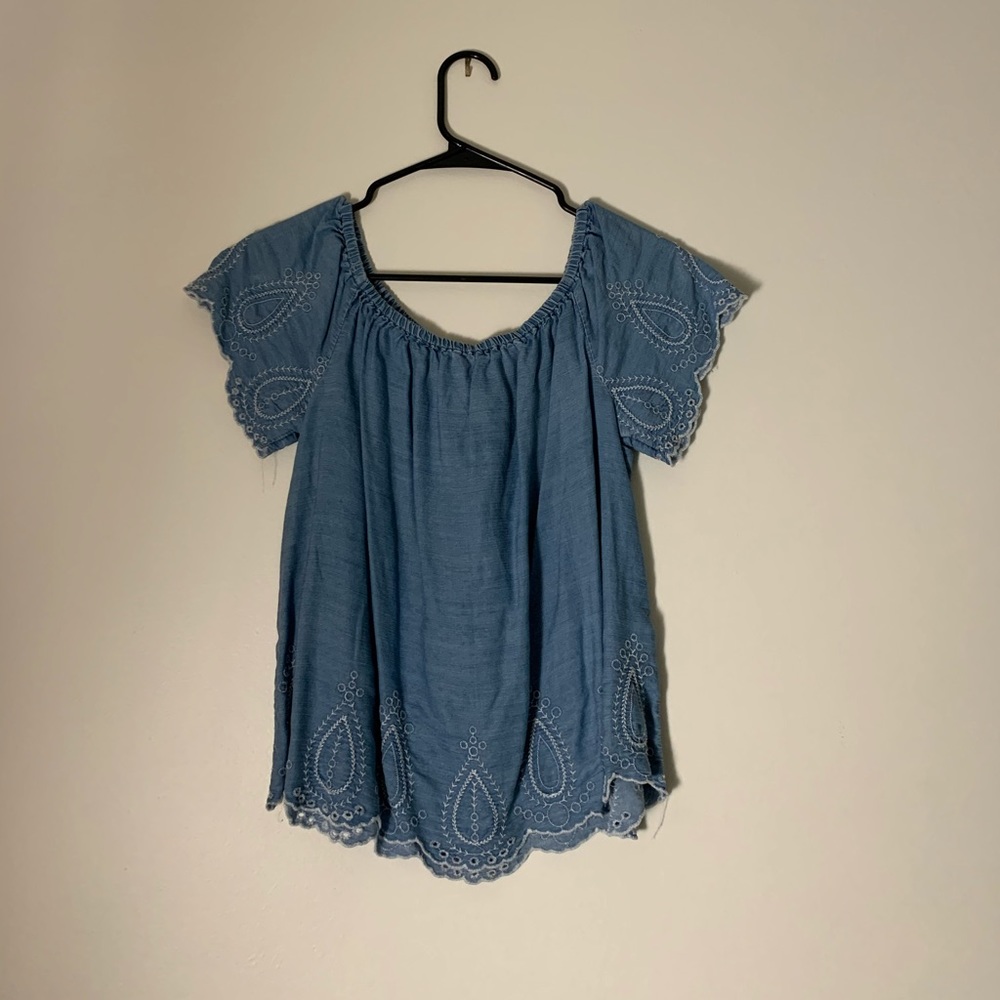 Blue Off the Shoulder Top